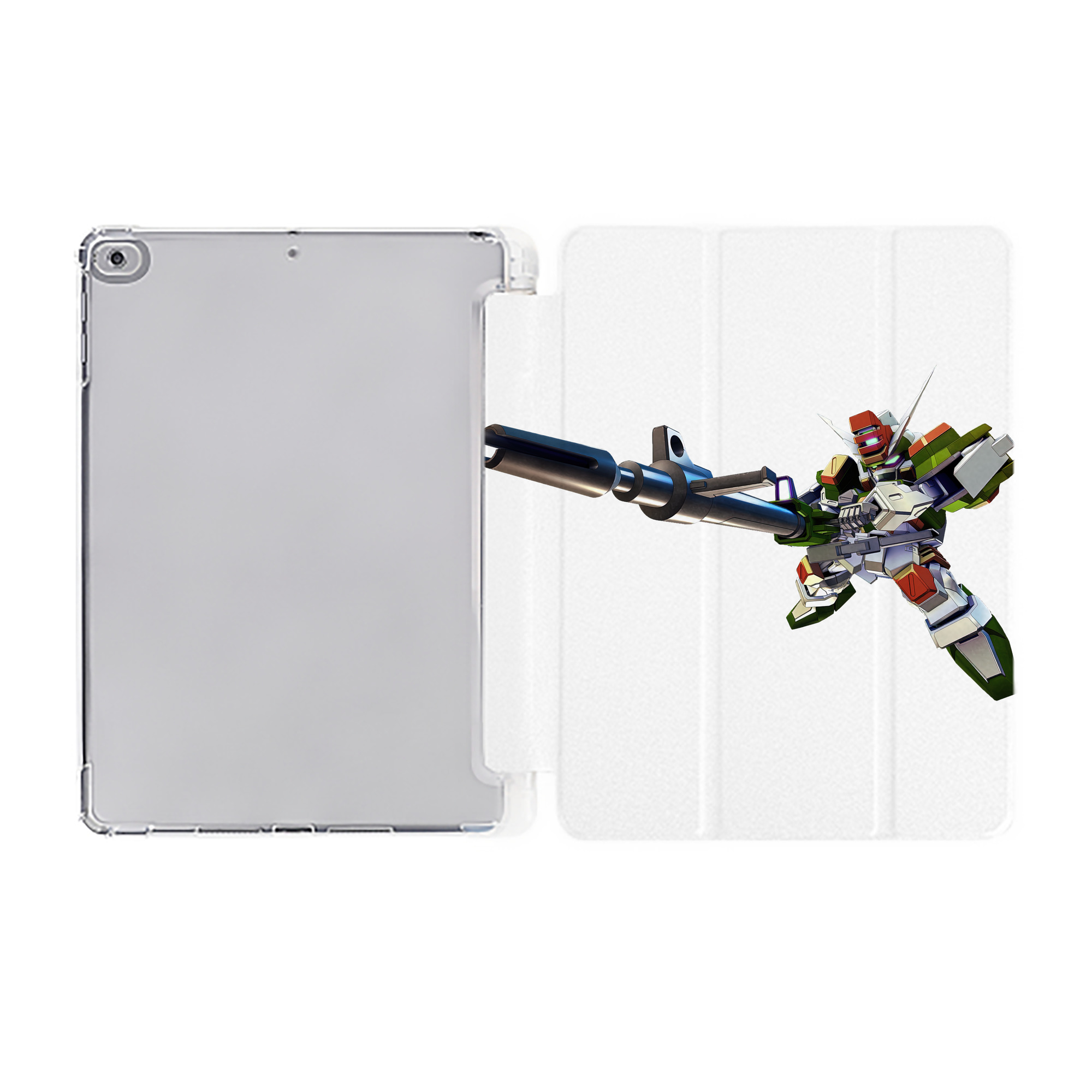 （画像用） 機動戦士ガンダム Mobile Suit Gundam IPad ケース ペン収納付き 三つ折りスタンド PUレザー×シリコン 対応機種9.5/10.5/10.9インチ